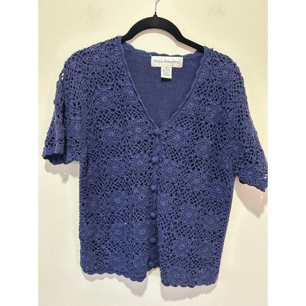 Vintage Norton McNaughton cardigan size M cotton blend grandmacore crochet